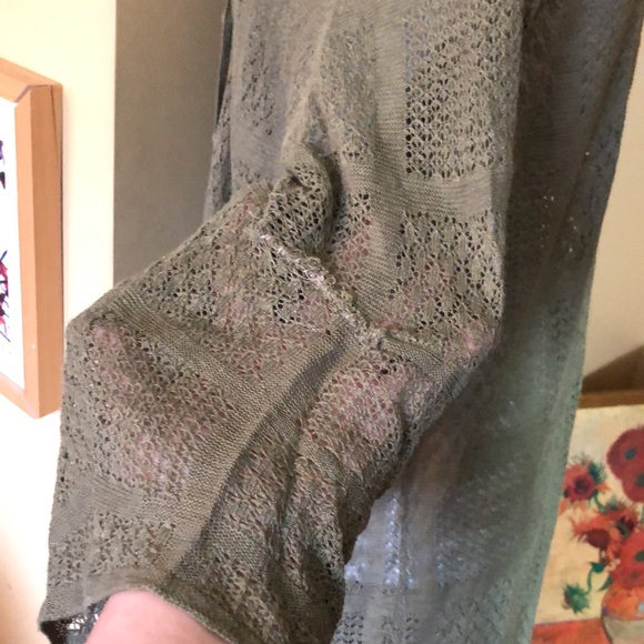 SEMPLICE size XL Linen Open-Weave Sweater Duster - Picture 14 of 16